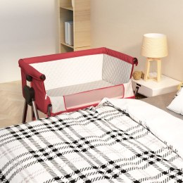 Łóżeczko dziecięce z materacem, czerwone, lniana tkanina