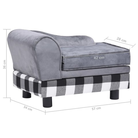 Sofa dla psa, szara, 57x34x36 cm, pluszowa