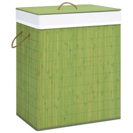 Bambusowy kosz na pranie z 2 przegrodami, zielony, 100 L