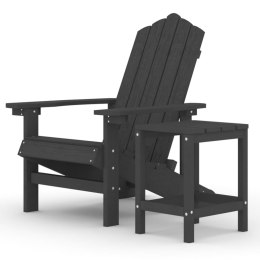 Krzesło ogrodowe Adirondack ze stolikiem, HDPE, antracytowe