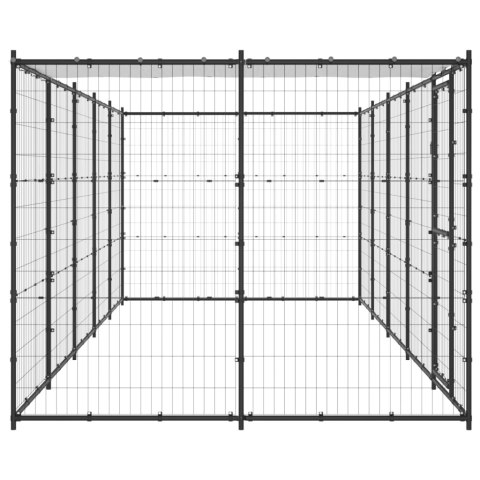 Kojec dla psa, z zadaszeniem, stalowy, 12,1 m²