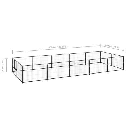 Kojec dla psa, czarny, 10 m², stalowy