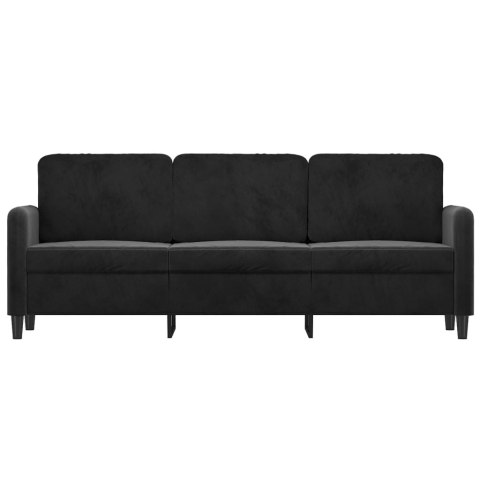 Sofa 3-osobowa, czarny, 180 cm, tapicerowana aksamitem