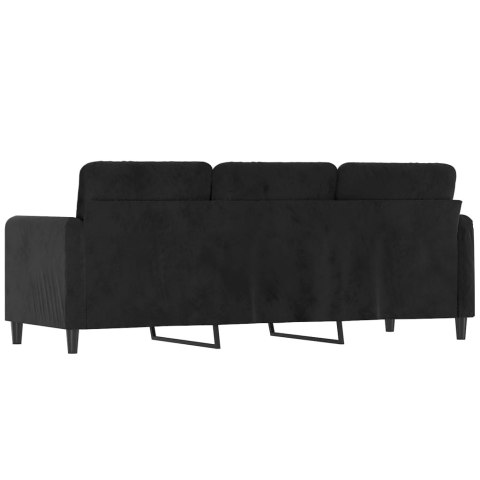 Sofa 3-osobowa, czarny, 180 cm, tapicerowana aksamitem