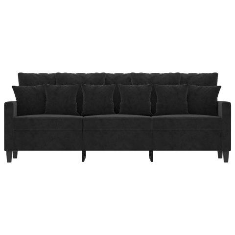 Sofa 3-osobowa, czarny, 180 cm, tapicerowana aksamitem