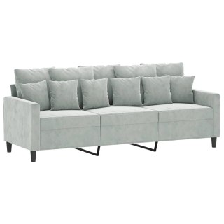 Sofa 3-osobowa, jasnoszara, 180 cm, tapicerowana aksamitem