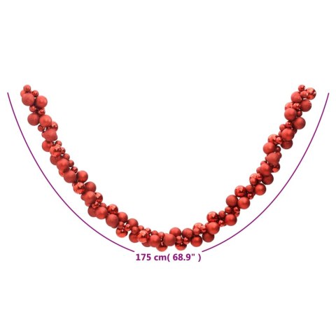 Girlanda z bombek choinkowych, czerwona, 175 cm, polistyren