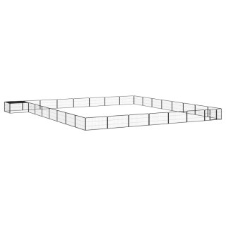 Kojec dla psa, 32 panele, czarny, 100x50 cm, stal