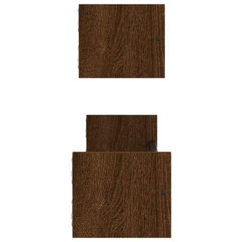 Półki ścienne z drążkami, 2 szt., brązowy dąb, 60x16x14 cm