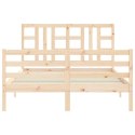 Rama łóżka z wezgłowiem, 140x190 cm, lite drewno