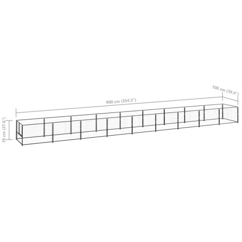 Kojec dla psa, czarny, 9 m², stalowy