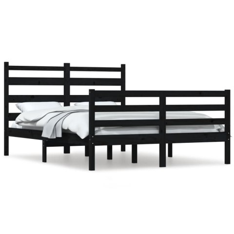 Rama łóżka, lite drewno sosnowe, 120 x 200 cm, czarna