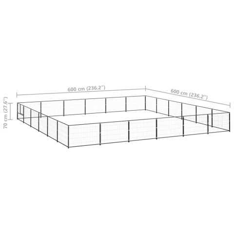 Kojec dla psa, czarny, 36 m², stalowy