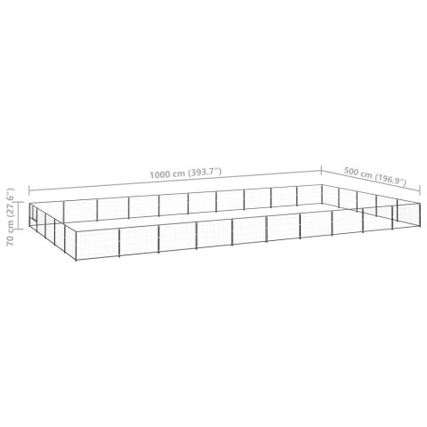 Kojec dla psa, czarny, 50 m², stalowy