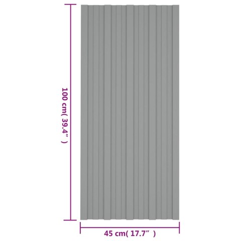 Panele dachowe, 36 szt., stal galwanizowana, szare, 100x45 cm