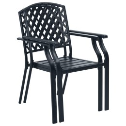 Krzesła ogrodowe, 4 szt., kratkowane, stal, czarne