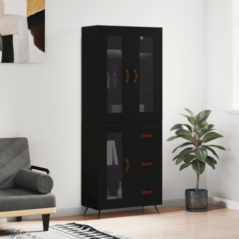 Witrynka, czarna, 69,5x34x180 cm, materiał drewnopochodny