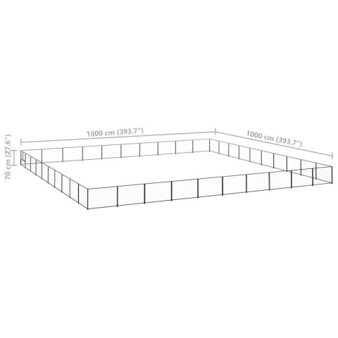 Kojec dla psa, czarny, 100 m², stalowy