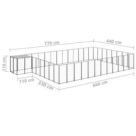 Kojec dla psa, czarny, 30,25 m², stalowy