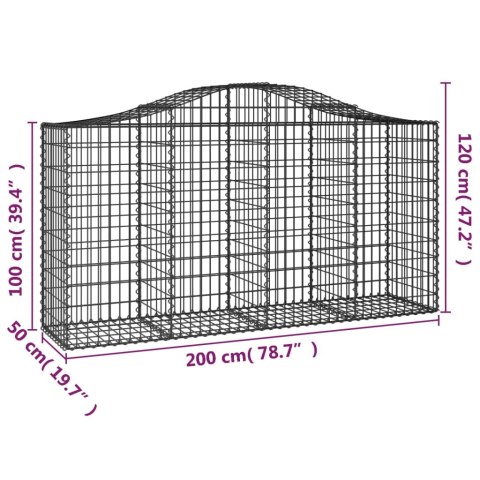 Kosze gabionowe, 20 szt, 200x50x100/120cm, galwanizowane żelazo