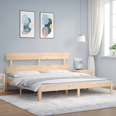 Rama łóżka z wezgłowiem, 200x200 cm, lite drewno
