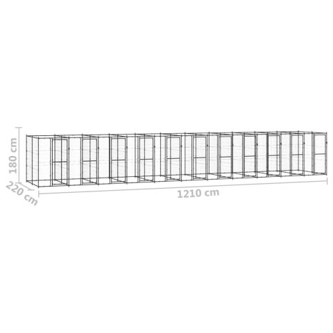 Kojec zewnętrzny dla psa, stalowy, 26,62 m²