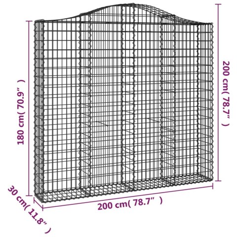 Kosze gabionowe, 3 szt, 200x30x180/200 cm, galwanizowane żelazo