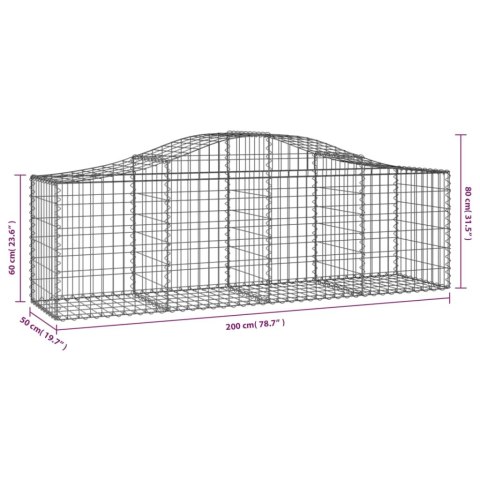 Kosze gabionowe, 20 szt, 200x50x60/80 cm, galwanizowane żelazo