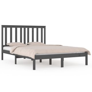 Rama łóżka, szara, lite drewno sosnowe, 150x200 cm