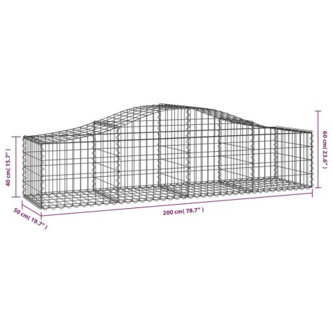 Kosze gabionowe, 40 szt, 200x50x40/60 cm, galwanizowane żelazo