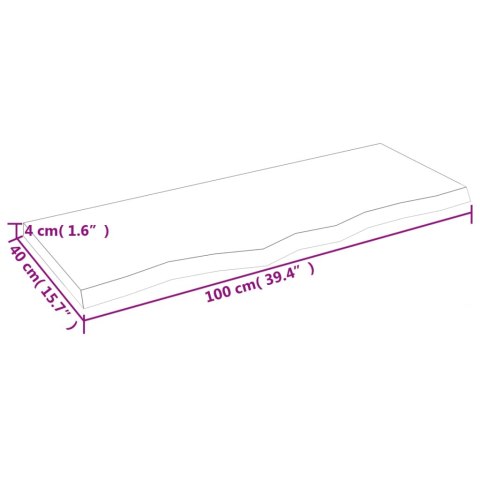 Półka, 100x40x(2-4) cm, surowe lite drewno dębowe