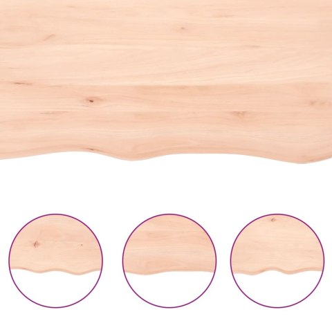 Półka, 120x30x(2-4) cm, surowe lite drewno dębowe