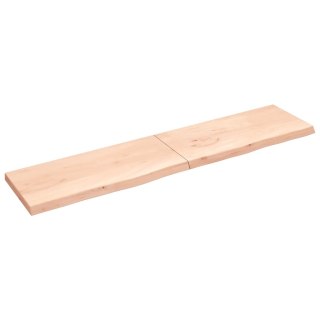 Półka, 220x50x(2-6) cm, surowe lite drewno dębowe
