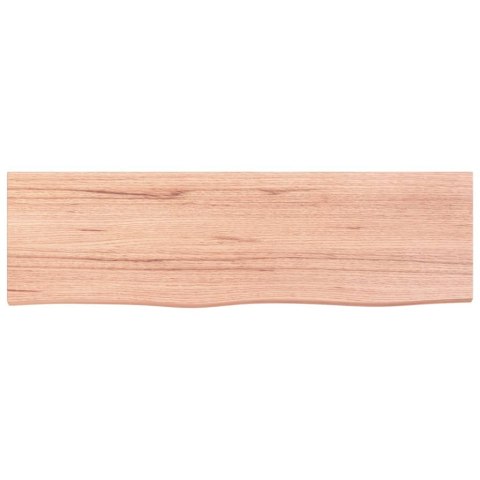 Półka, brązowa, 100x30x(2-4) cm, lakierowane lite drewno dębowe