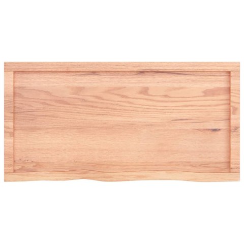 Półka, brązowa, 100x50x(2-6) cm, lakierowane lite drewno dębowe