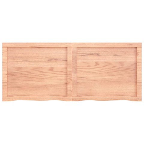 Półka, brązowa, 120x50x(2-6) cm, lakierowane lite drewno dębowe