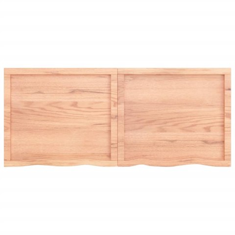 Półka, brązowa, 140x60x(2-4) cm, lakierowane lite drewno dębowe