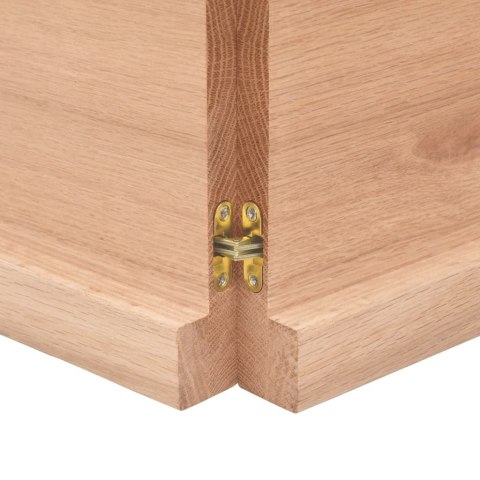 Półka, brązowa, 140x60x(2-4) cm, lakierowane lite drewno dębowe