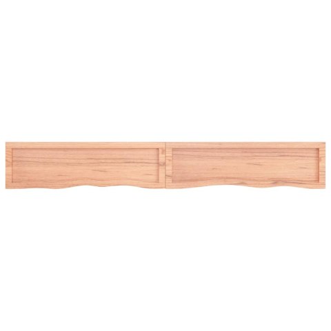 Półka, brązowa, 200x30x(2-6) cm, lakierowane lite drewno dębowe
