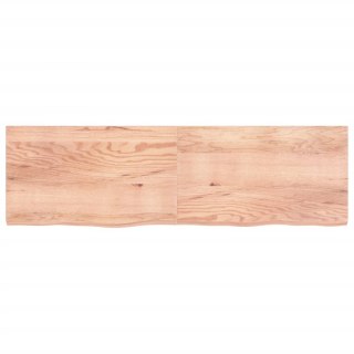 Półka, brązowa, 200x60x(2-6) cm, lakierowane lite drewno dębowe