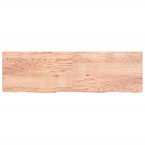 Półka, brązowa, 200x60x(2-6) cm, lakierowane lite drewno dębowe
