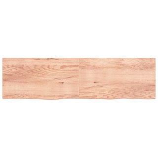 Półka, brązowa, 220x60x(2-4) cm, lakierowane lite drewno dębowe