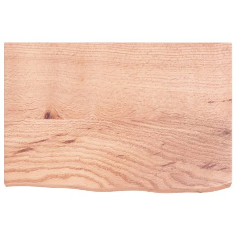 Półka, brązowa, 60x40x(2-4) cm, lakierowane lite drewno dębowe