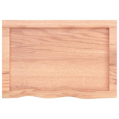 Półka, brązowa, 60x40x(2-4) cm, lakierowane lite drewno dębowe