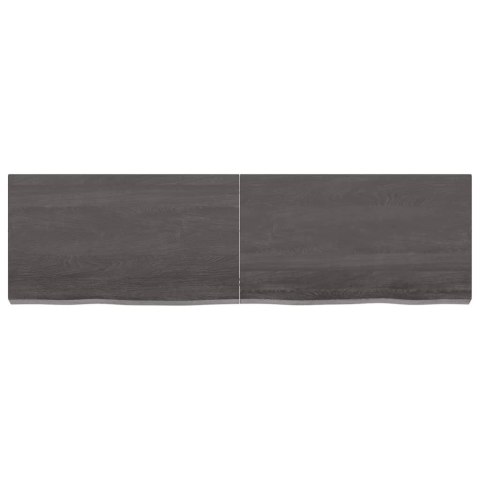 Półka, ciemnobrązowa, 140x40x(2-6) cm, wykończone drewno dębowe
