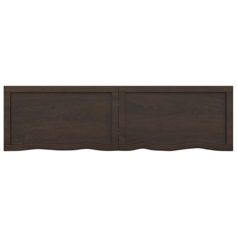 Półka, ciemnobrązowa, 140x40x(2-6) cm, wykończone drewno dębowe