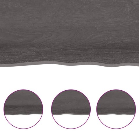 Półka, ciemnobrązowa, 180x30x(2-6) cm, wykończone drewno dębowe