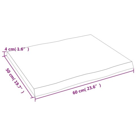 Blat, ciemnobrązowy 60x50x(2-4) cm drewno z naturalną krawędzią