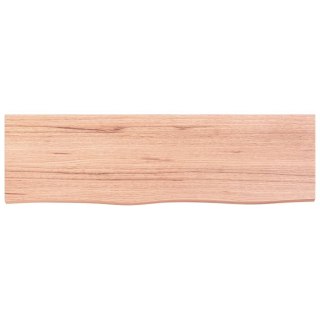 Półka, brązowa, 100x30x(2-6) cm, lakierowane lite drewno dębowe