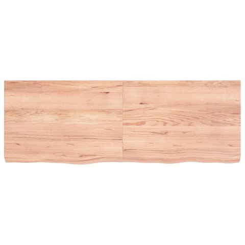 Półka, brązowa, 140x50x(2-6) cm, lakierowane lite drewno dębowe